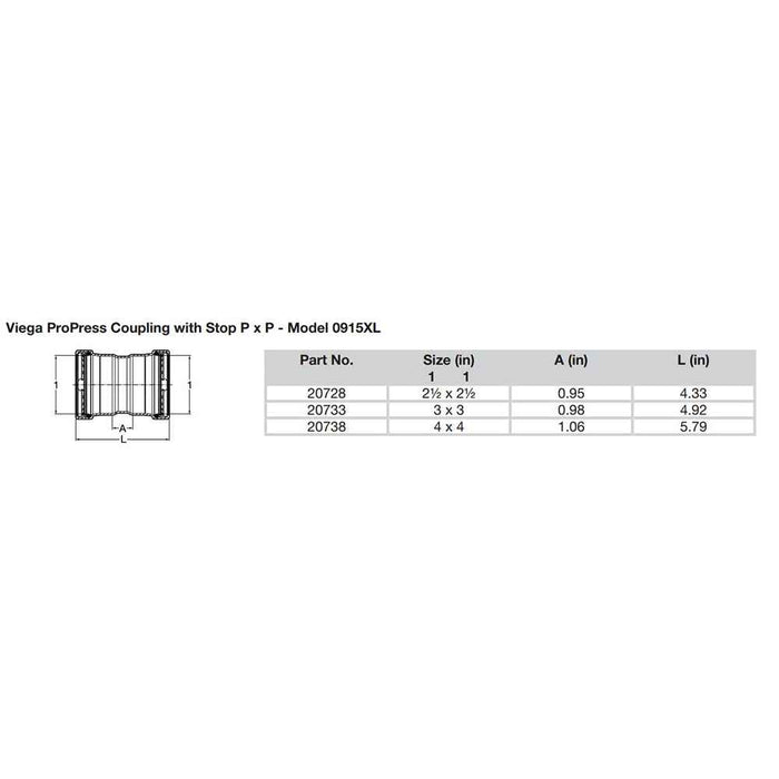 Buy Viega 20728 ProPress 2-1/2" Copper Coupling w/Stop Double Press