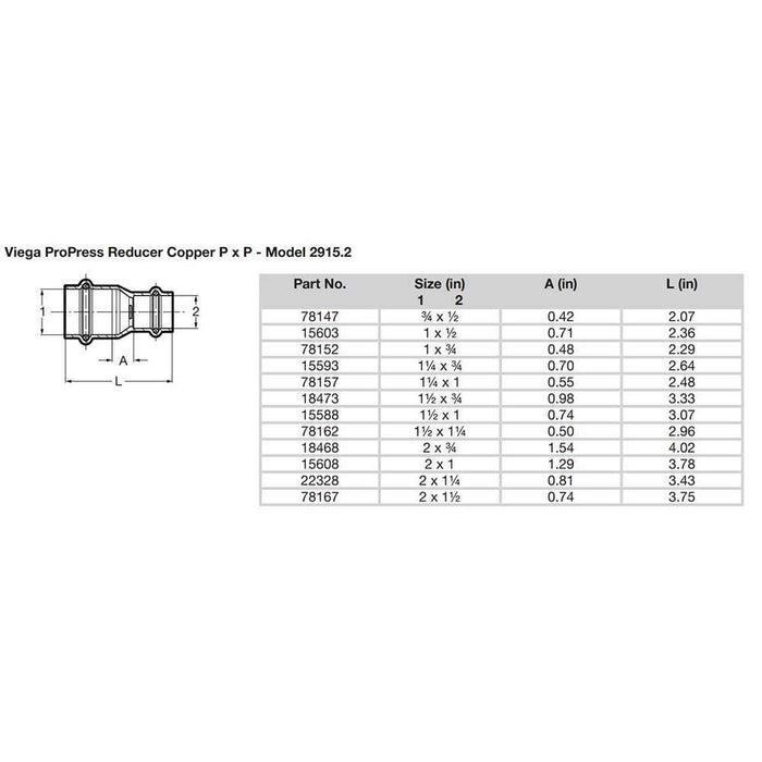 Buy Viega 78147 ProPress 3/4" x 1/2" Copper Reducer - Double Press