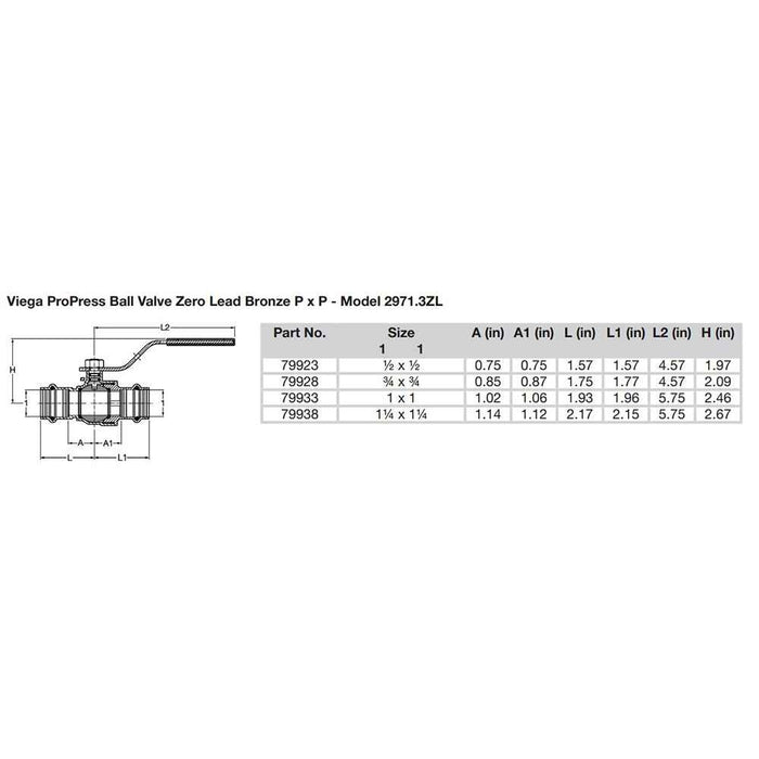 Buy Viega 79928 ProPress 3/4" Zero Lead Bronze Ball Valve w/Stainless Stem