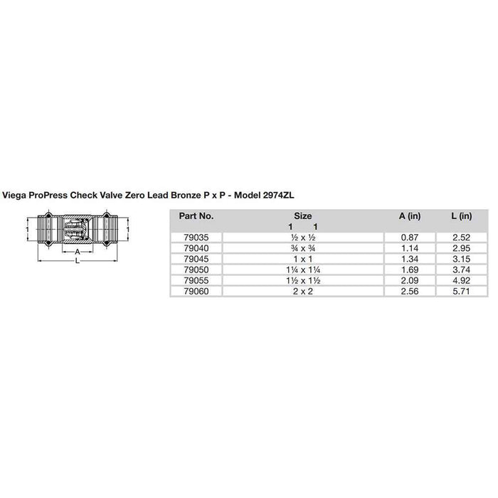 Buy Viega 79035 ProPress 1/2" Zero Lead Check Valve - Double Press