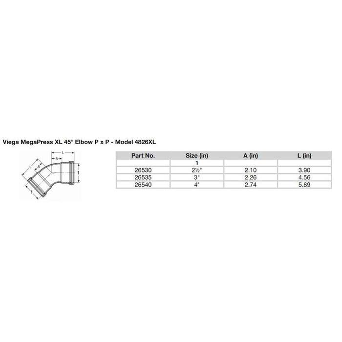 Buy Viega 26540 MegaPress 4" 45-deg Carbon Steel Elbow w/FKM - Double