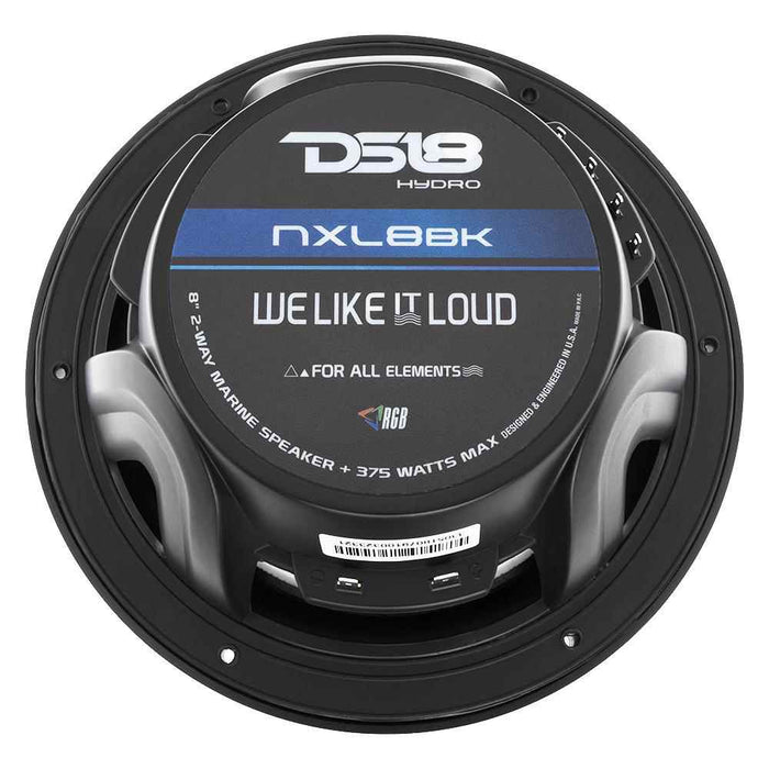 Buy DS18 NXL-8BK HYDRO 8" 2-Way Marine Speakers w/RGB LED Lights 375W -