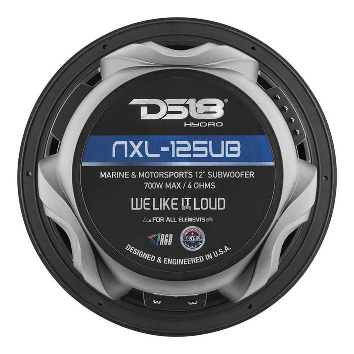Buy DS18 NXL-12SUB/BK HYDRO 12" Subwoofer w/RGB Lights - 700W - Matte